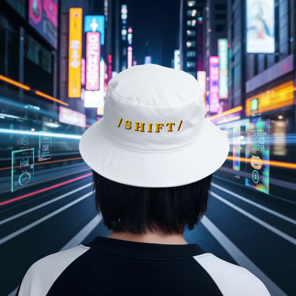 "/SHIFT/" 3D Embroidered Canvas Bucket Hat | Premium Cotton Outdoor Sun Hat